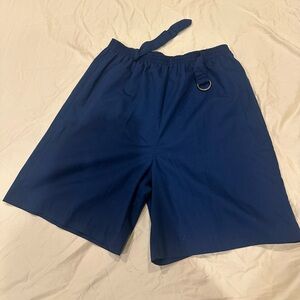 Women’s vintage high waisted Navy Blue Elastic Waist, belted Shorts